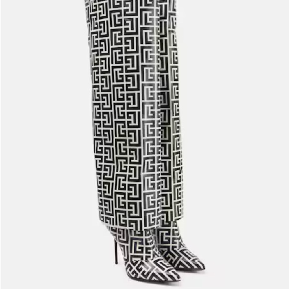 Balmain Black and White Heeled Boots - Picture 3 of 8